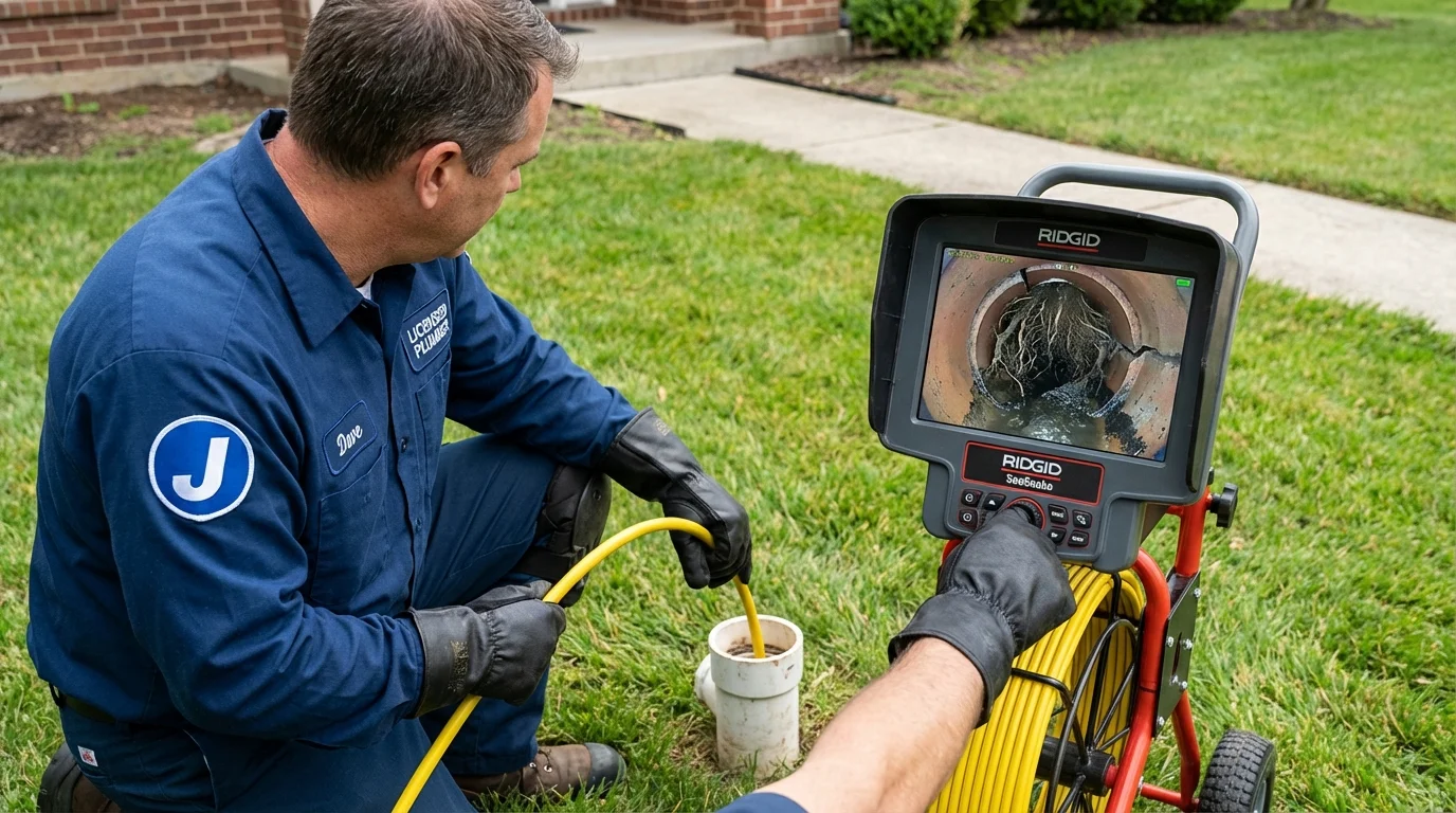 Sewer camera inspection being performed by Johns Plumbing LLC in Hewitt