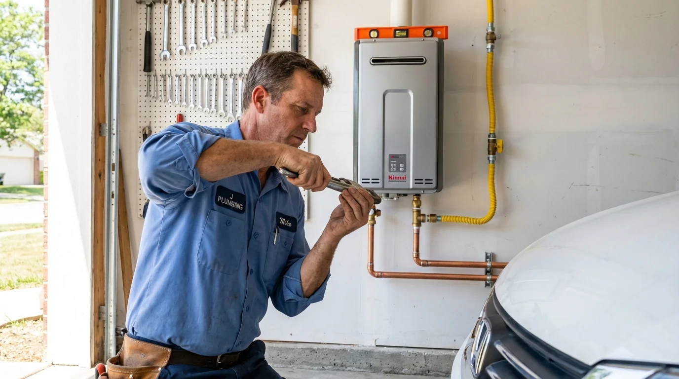 Tankless water heater installation by a Johns Plumbing LLC plumber in Hewitt